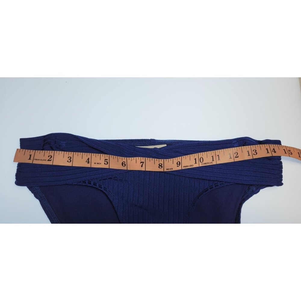 Robin Piccone Bikini Swim Top V-Neck Color Blue Bottom Mid Rise Solid Sz M # 23 - Picture 7 of 9